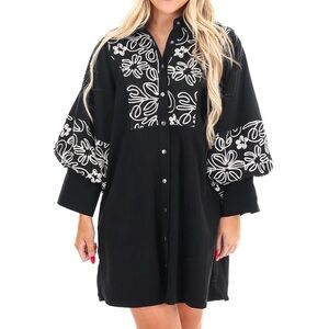 Jodifl Puff Sleeve Embroidered Western Dress